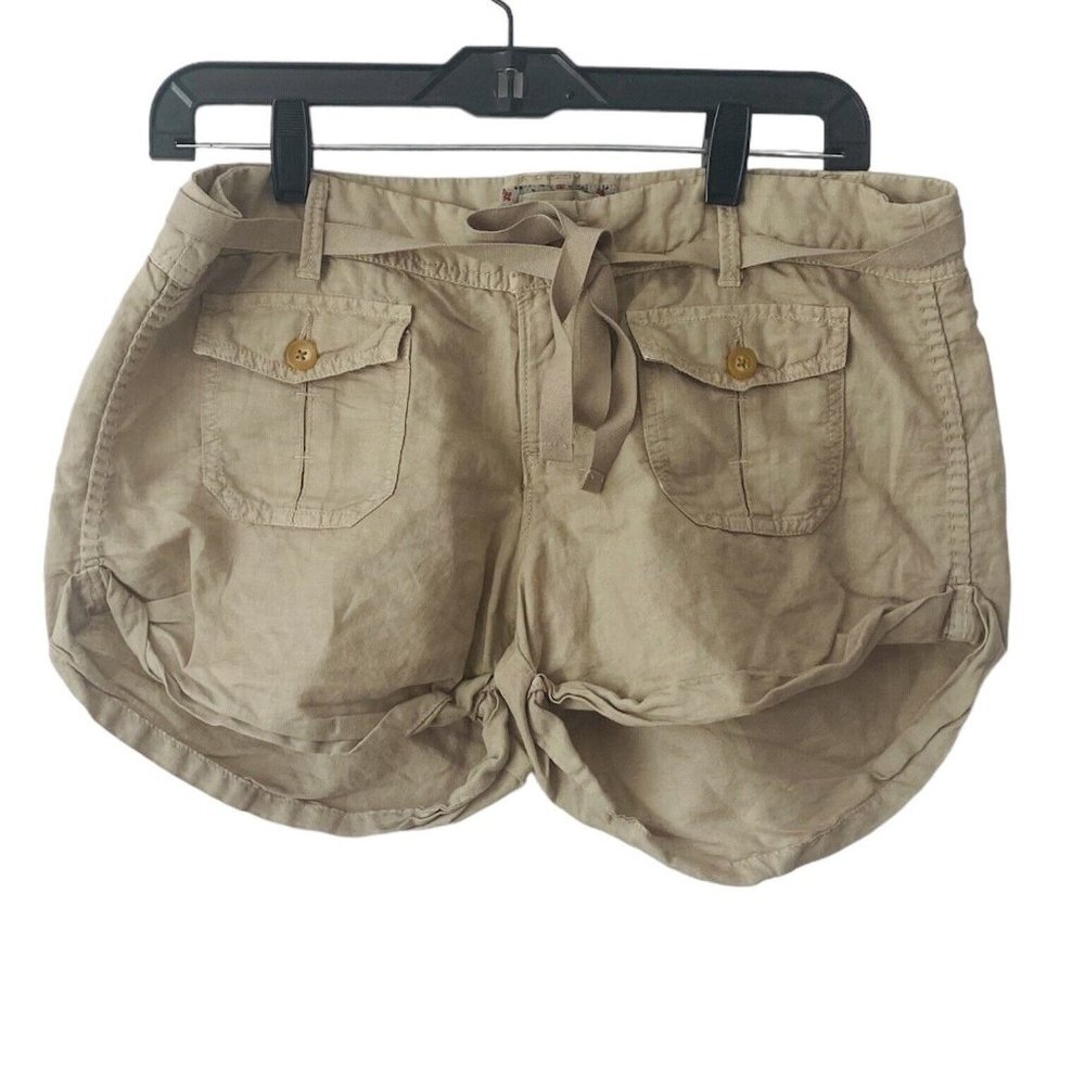 Aerie Beige Shorts Cotton Linen Size 8